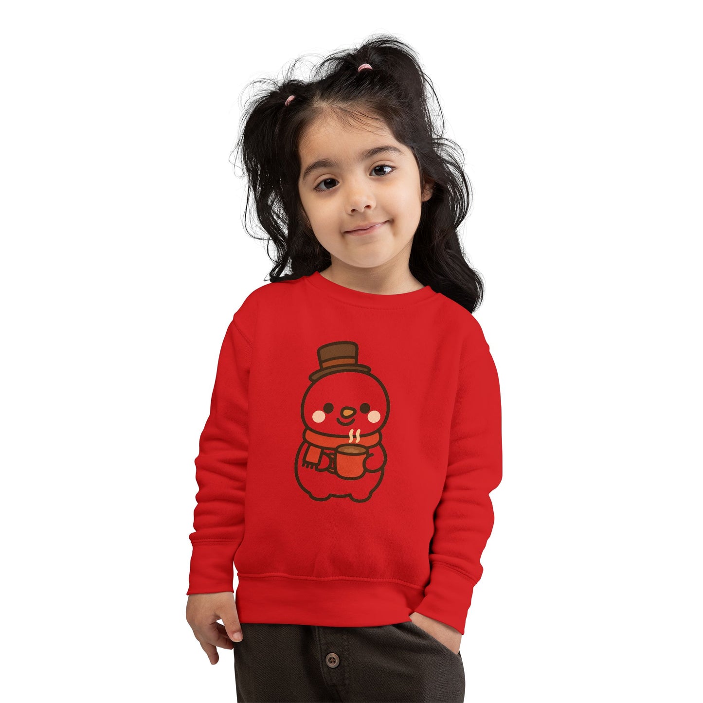 Snowman Drinking Hot Choco Toddler Sweatshirt