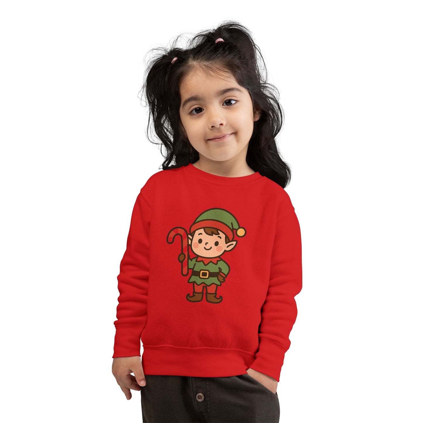 Candy Cane Christmas Elf Toddler Sweatshirt