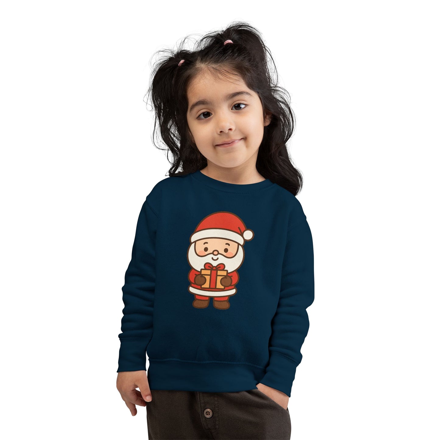 Baby Santa Holding Christmas Gift Toddler Sweatshirt