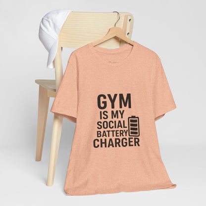 Gym Is My Social Battery Bar Unisex Jersey Short Sleeve Tee T-shirt