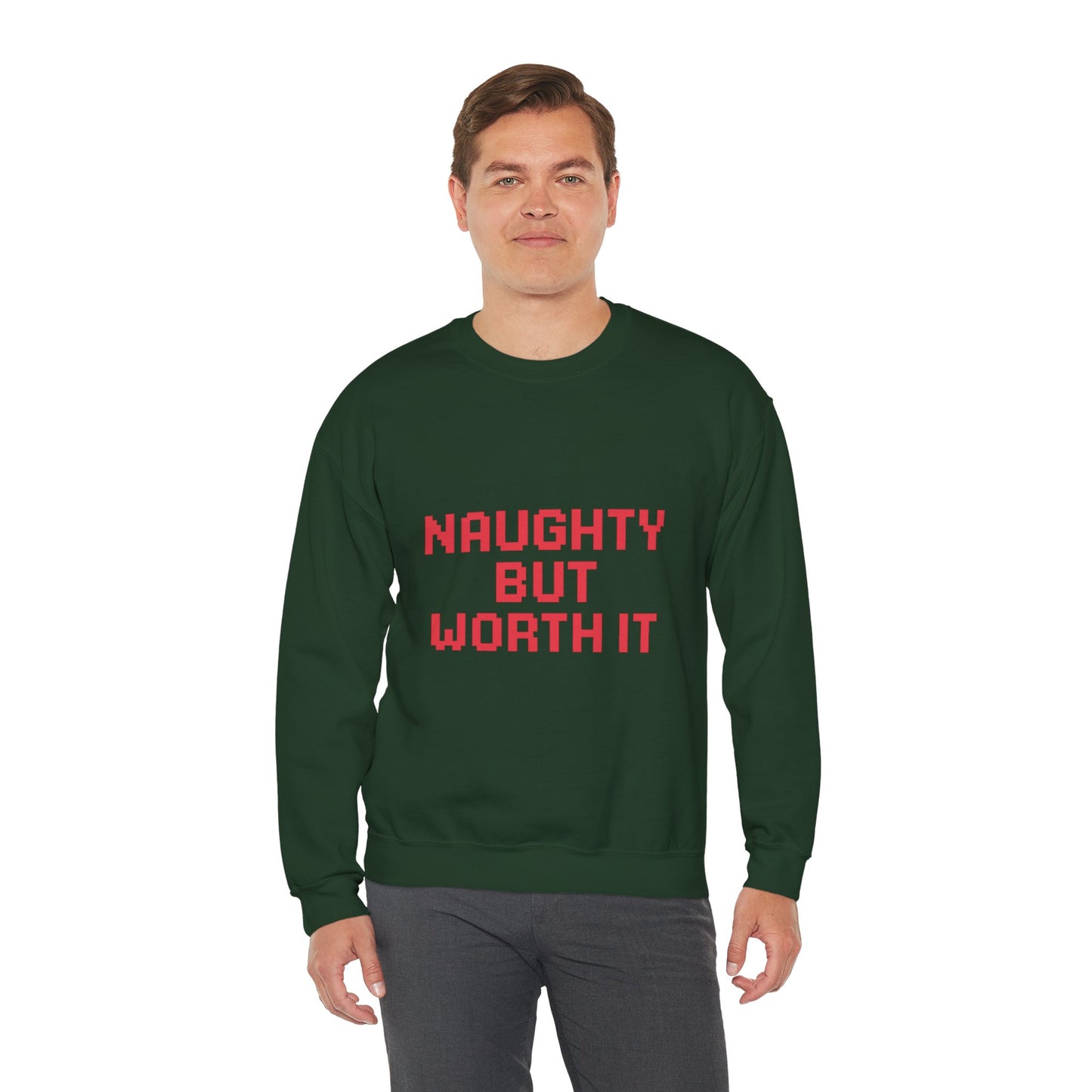 Naughty But Worth It Christmas Unisex Heavy Blend™ Crewneck Sweatshirt