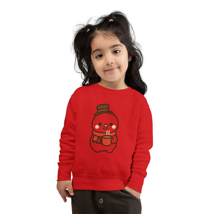 Snowman Drinking Hot Choco Toddler Sweatshirt