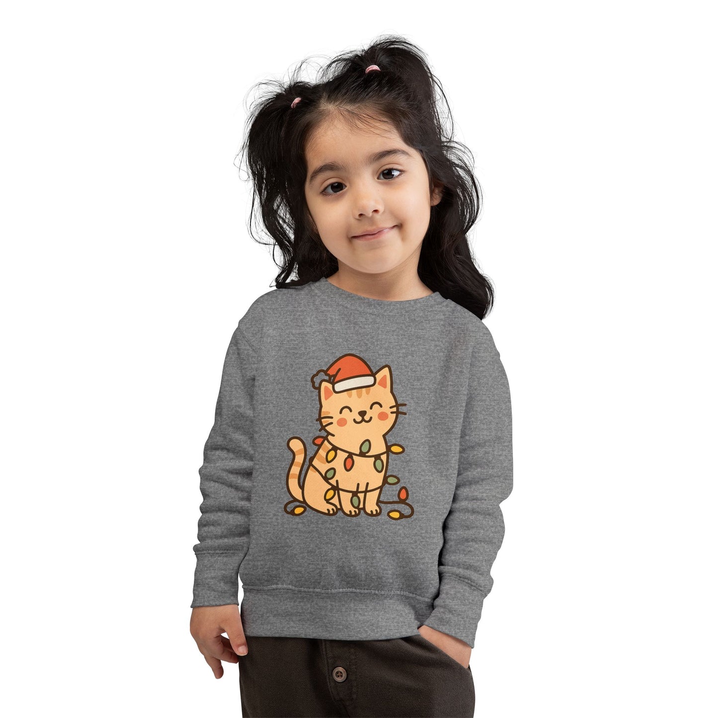 Christmas Decorated CatToddler Sweatshirt