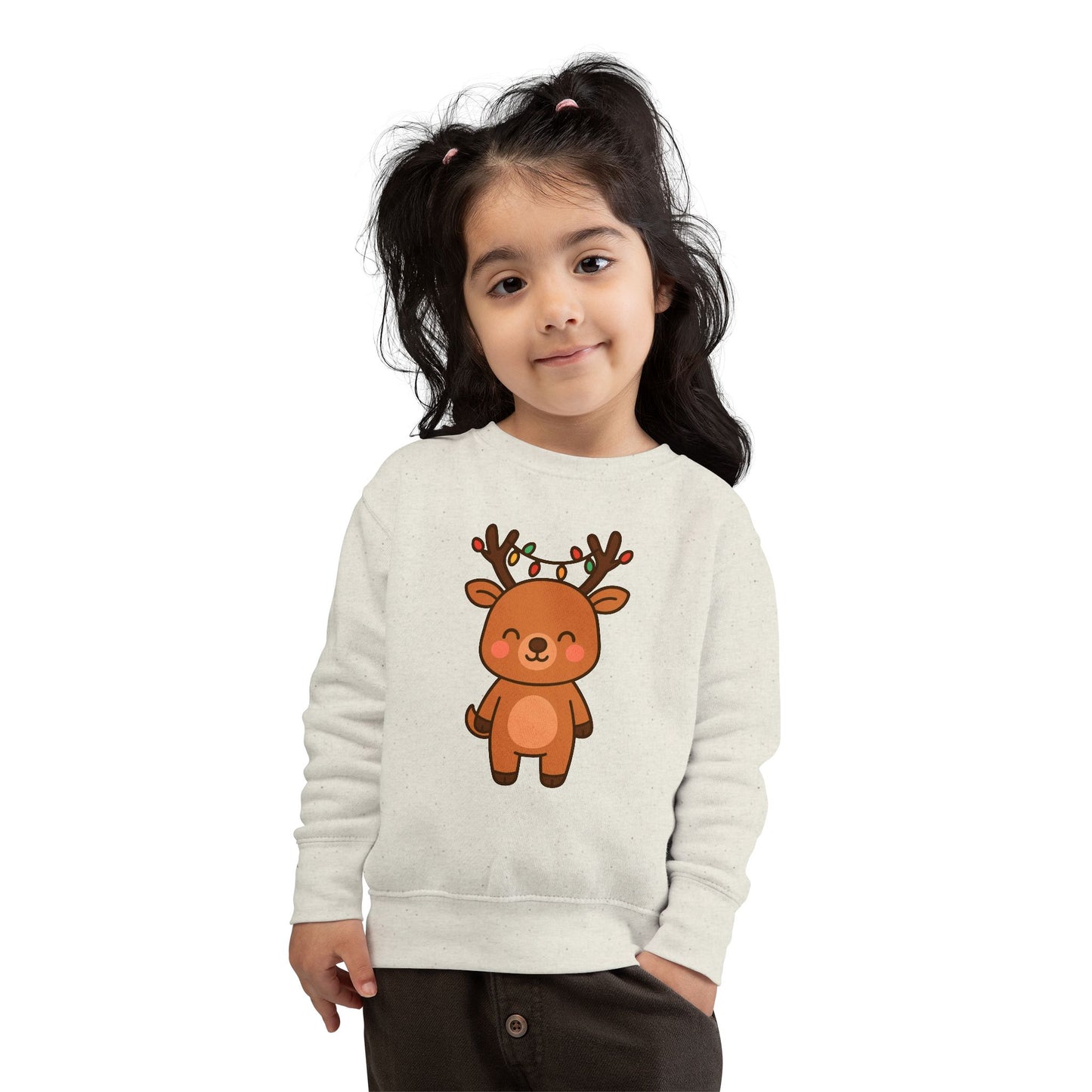 Reindeer Decorated With Lights Christmas Toddler Sweatshirt