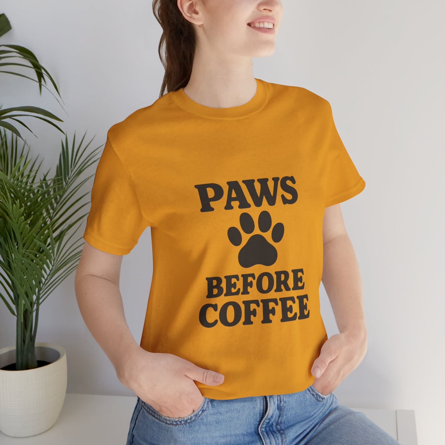 Paws Before Coffee Unisex Jersey Short Sleeve Tee T-shirt