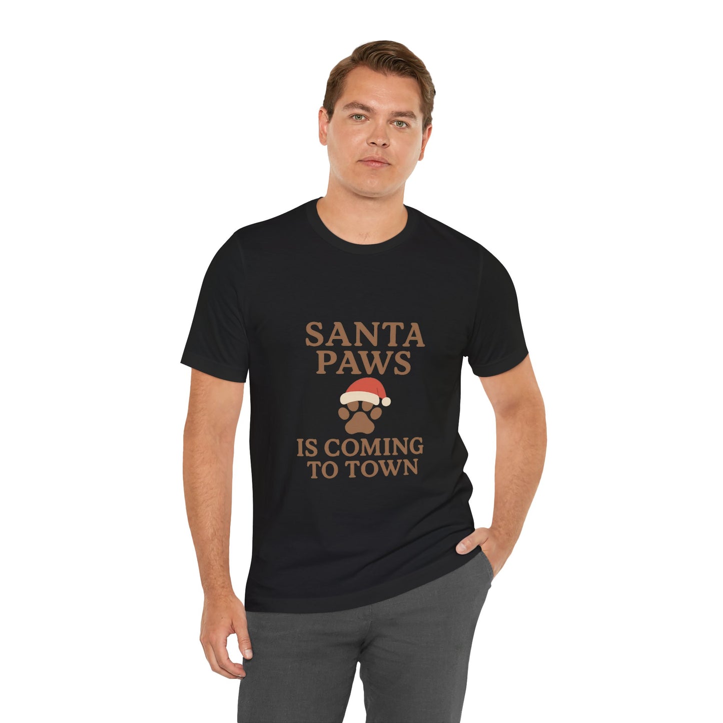 Santa Paws Is Coming To Town Christmas Unisex Jersey Short Sleeve Tee T-shirt