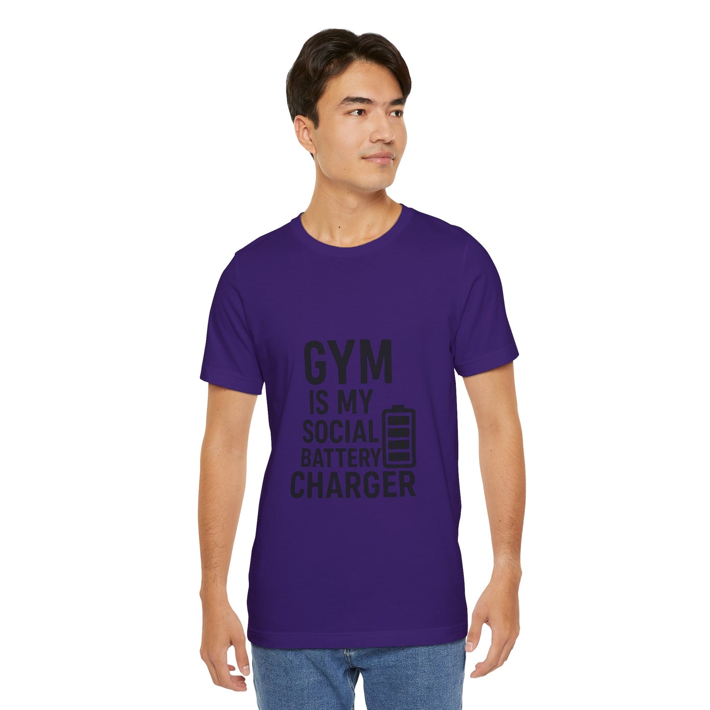 Gym Is My Social Battery Bar Unisex Jersey Short Sleeve Tee T-shirt