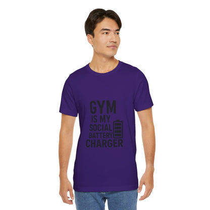Gym Is My Social Battery Bar Unisex Jersey Short Sleeve Tee T-shirt
