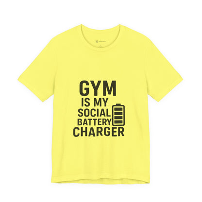 Gym Is My Social Battery Bar Unisex Jersey Short Sleeve Tee T-shirt