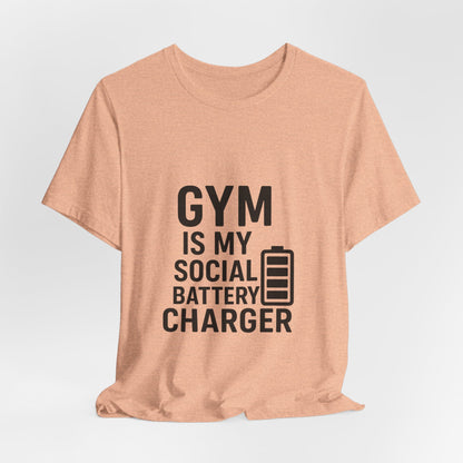 Gym Is My Social Battery Bar Unisex Jersey Short Sleeve Tee T-shirt