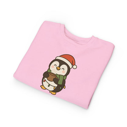 Penguin Drinking Hot Choco Christmas Toddler Sweatshirt