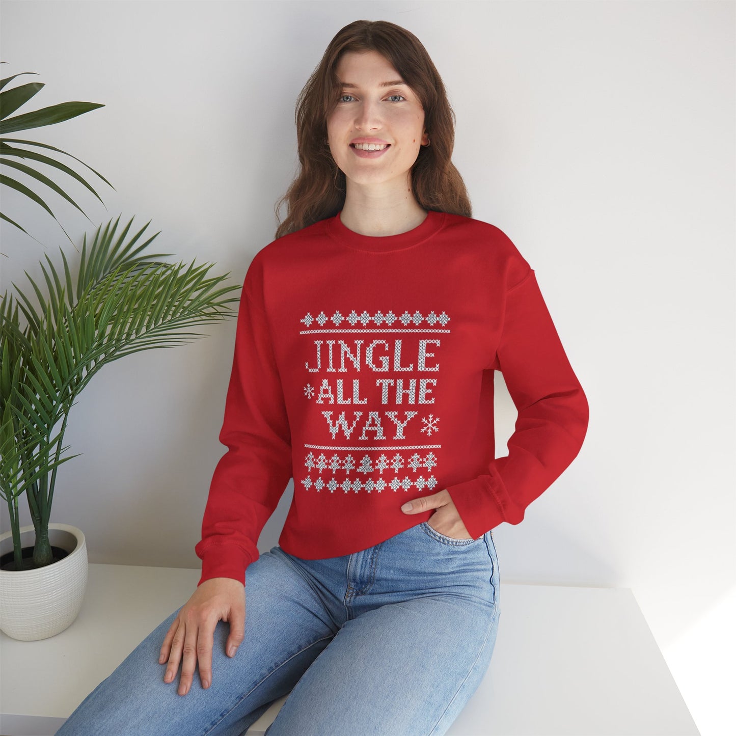 Merry Christmas Ugly Knitted Sweater Style Unisex Heavy Blend™ Crewneck Sweatshirt
