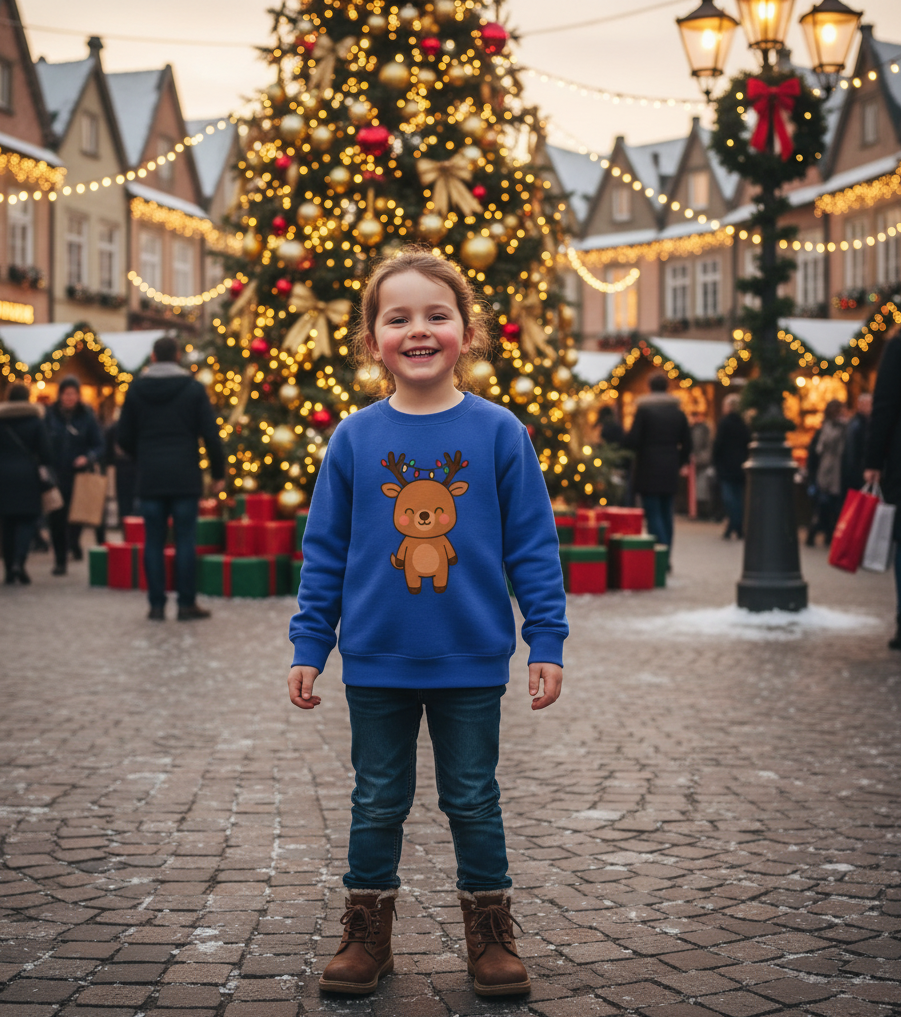 Reindeer Decorated With Lights Christmas Toddler Sweatshirt