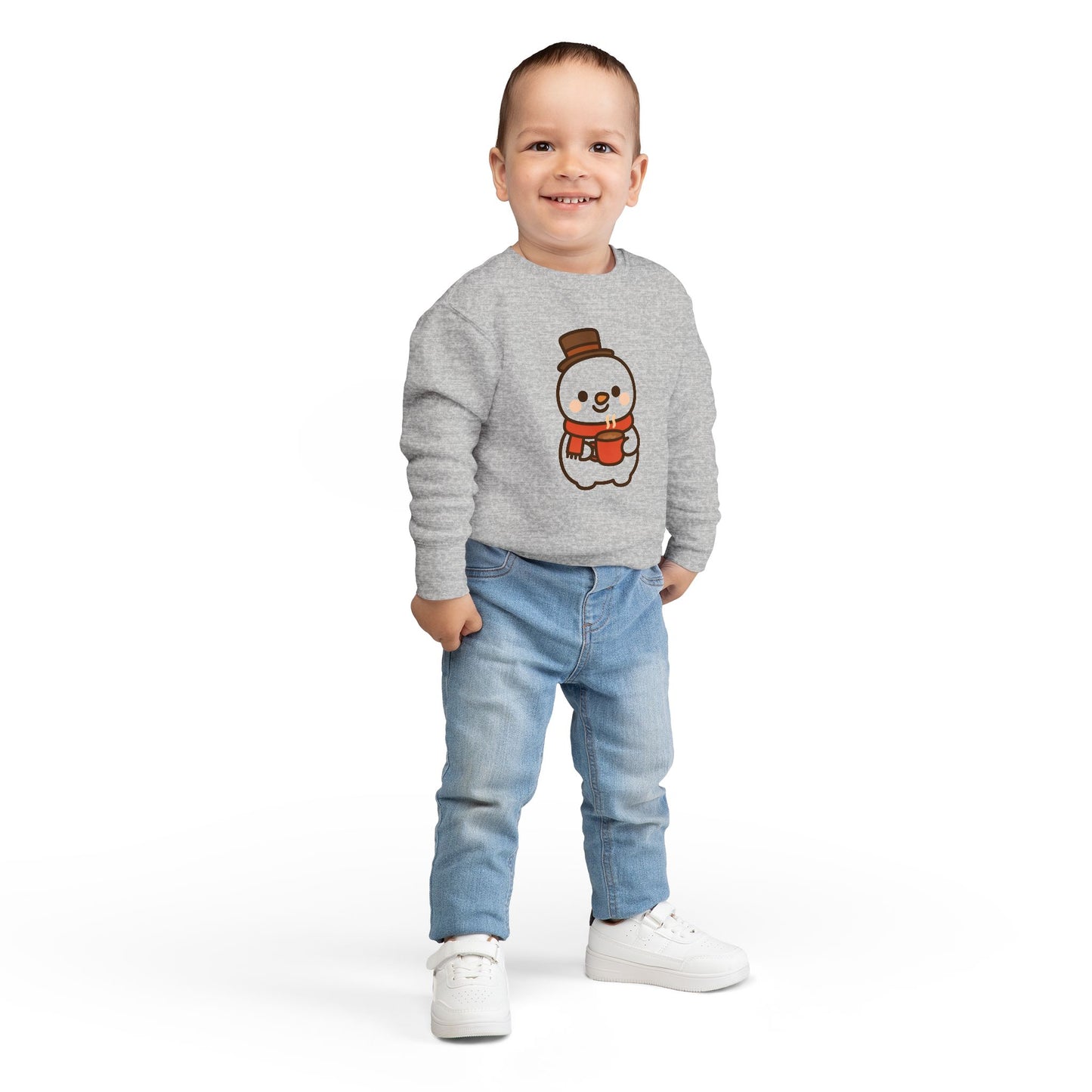 Snowman Drinking Hot Choco Toddler Sweatshirt