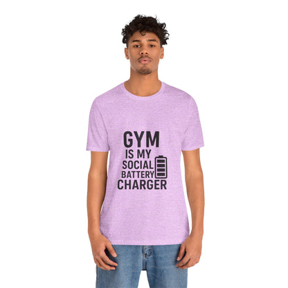 Gym Is My Social Battery Bar Unisex Jersey Short Sleeve Tee T-shirt