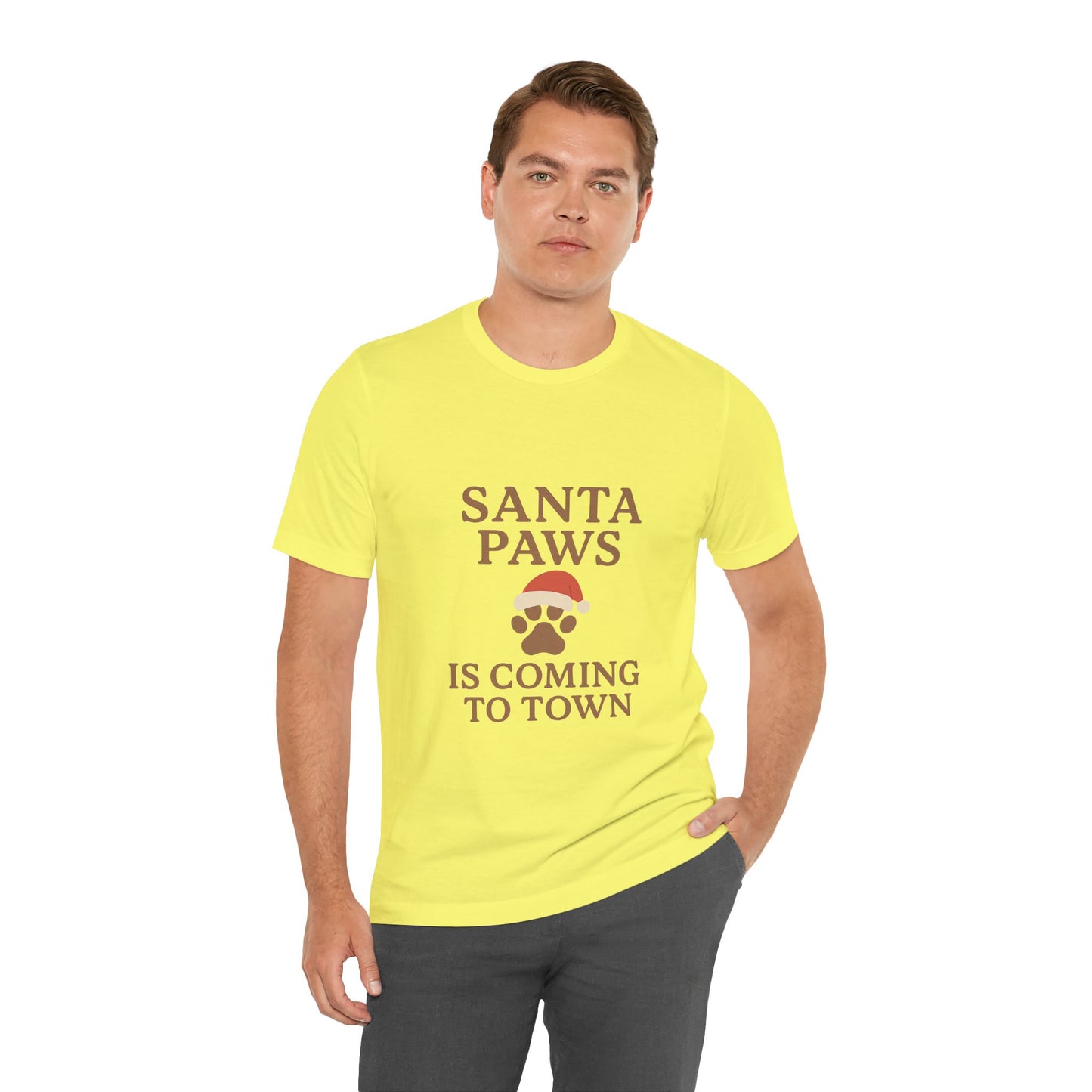 Santa Paws Is Coming To Town Christmas Unisex Jersey Short Sleeve Tee T-shirt
