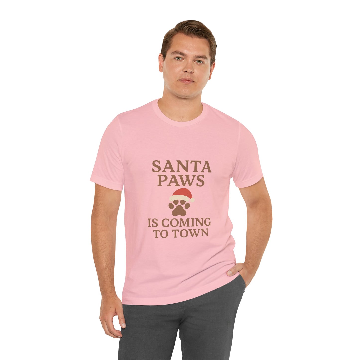 Santa Paws Is Coming To Town Christmas Unisex Jersey Short Sleeve Tee T-shirt