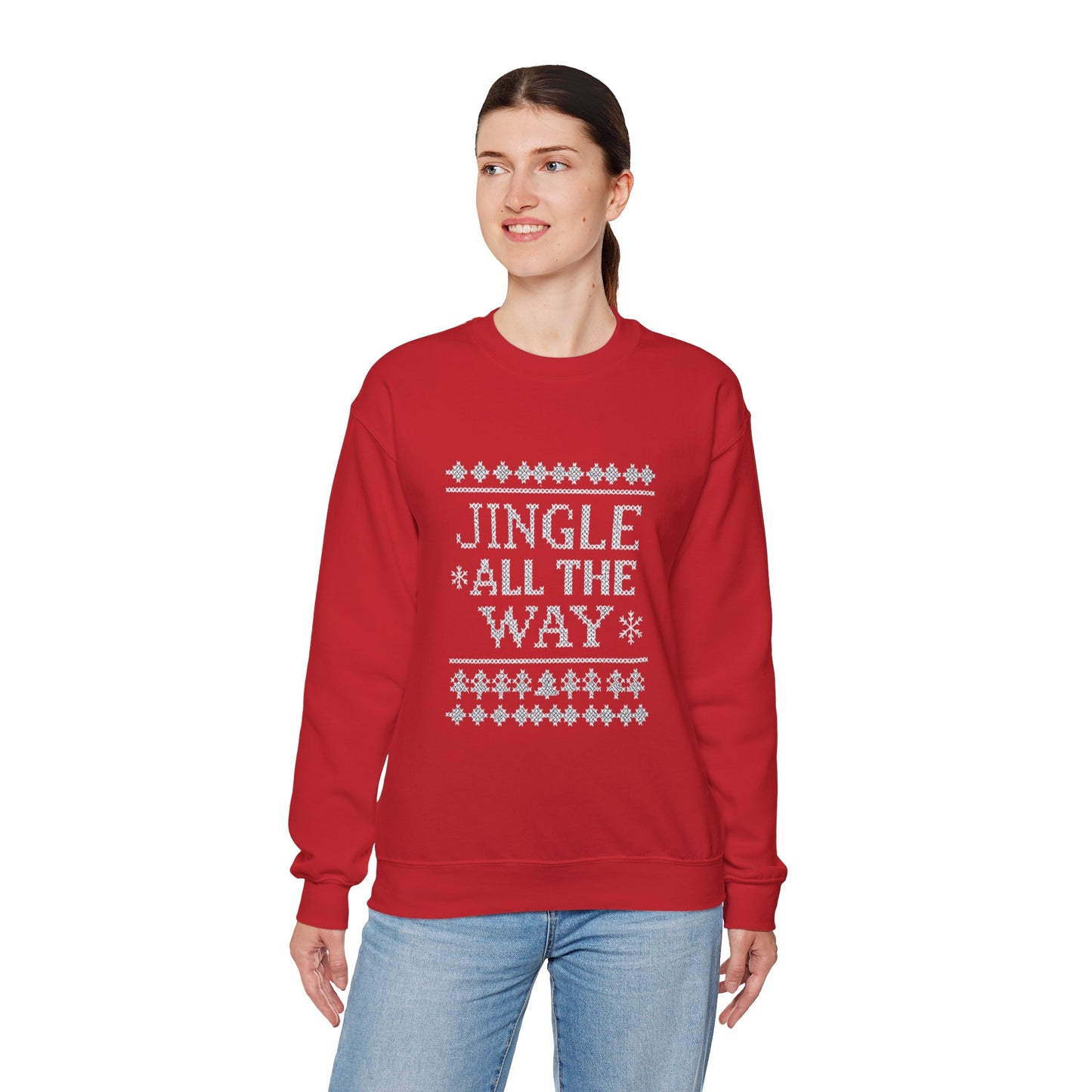 Merry Christmas Ugly Knitted Sweater Style Unisex Heavy Blend™ Crewneck Sweatshirt