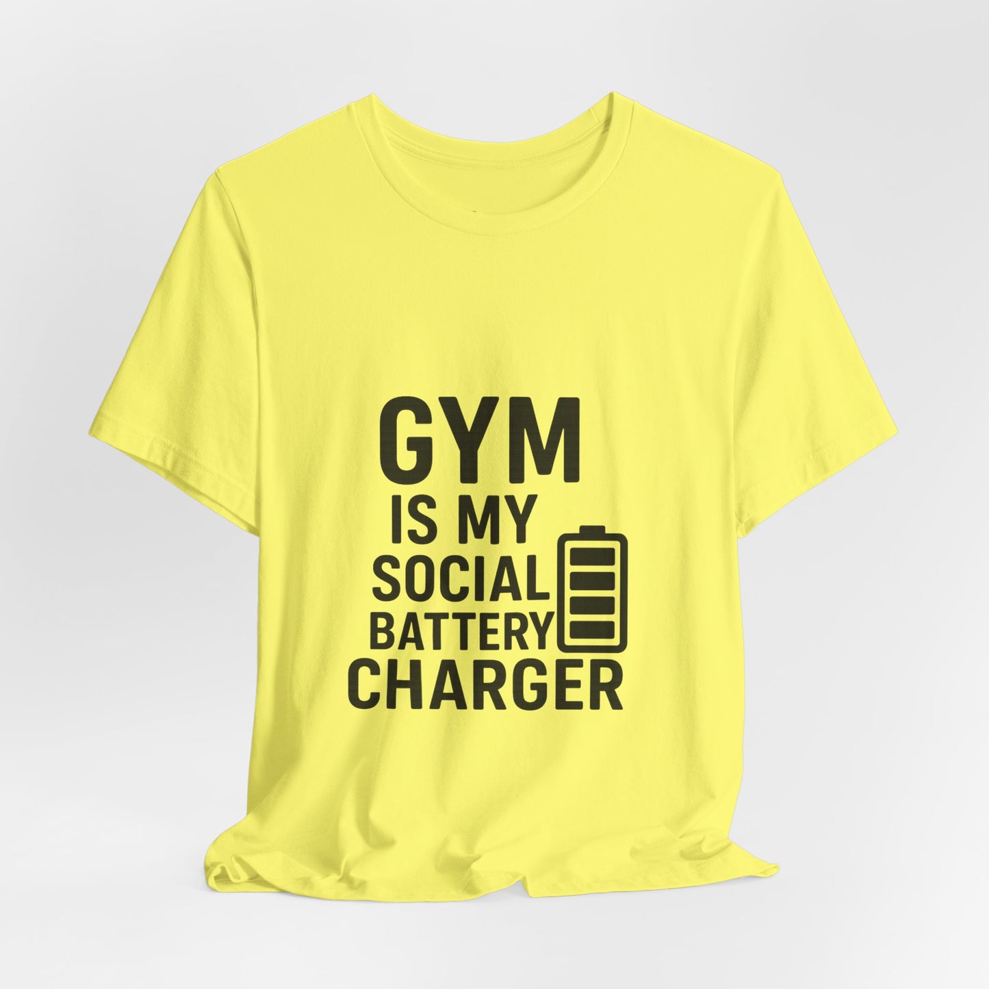 Gym Is My Social Battery Bar Unisex Jersey Short Sleeve Tee T-shirt