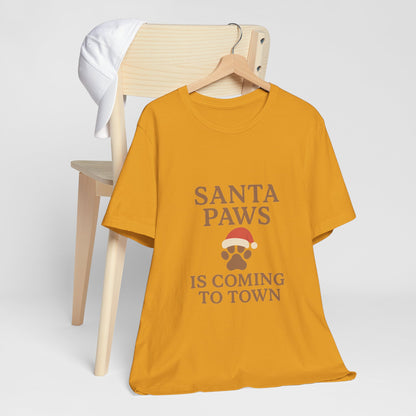 Santa Paws Is Coming To Town Christmas Unisex Jersey Short Sleeve Tee T-shirt