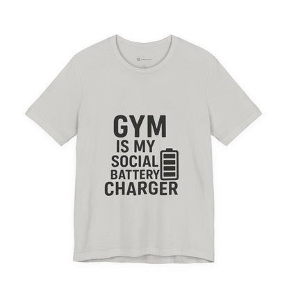 Gym Is My Social Battery Bar Unisex Jersey Short Sleeve Tee T-shirt