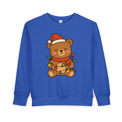 Teddy Bear With Christmas Lights And Hat Toddler Sweatshirt