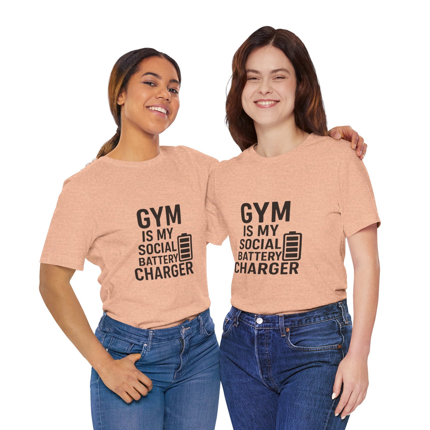 Gym Is My Social Battery Bar Unisex Jersey Short Sleeve Tee T-shirt