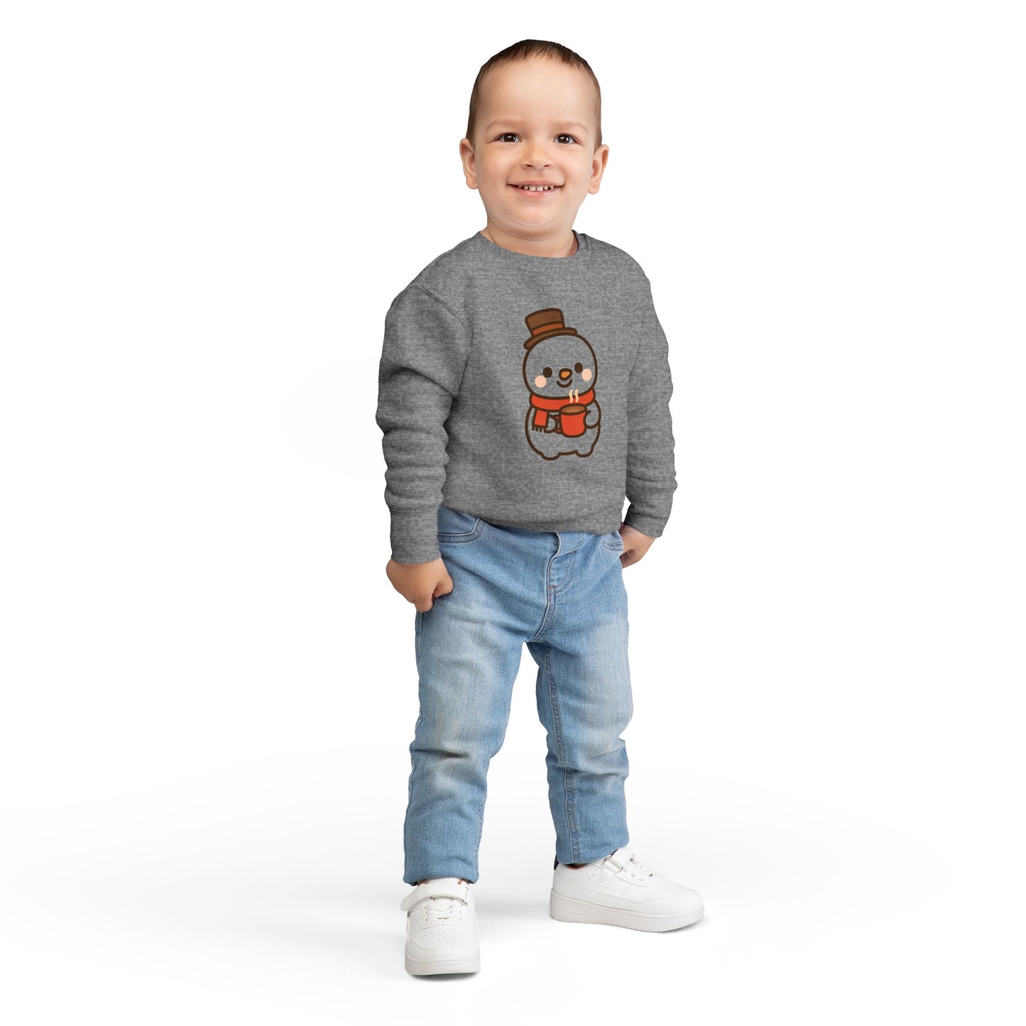 Snowman Drinking Hot Choco Toddler Sweatshirt