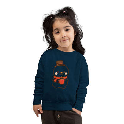 Snowman Drinking Hot Choco Toddler Sweatshirt