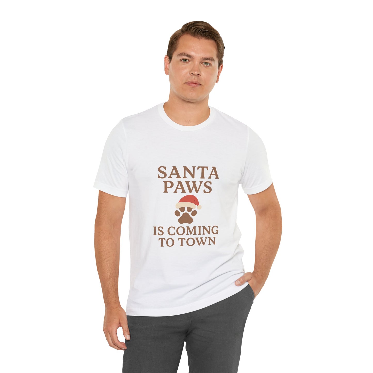 Santa Paws Is Coming To Town Christmas Unisex Jersey Short Sleeve Tee T-shirt