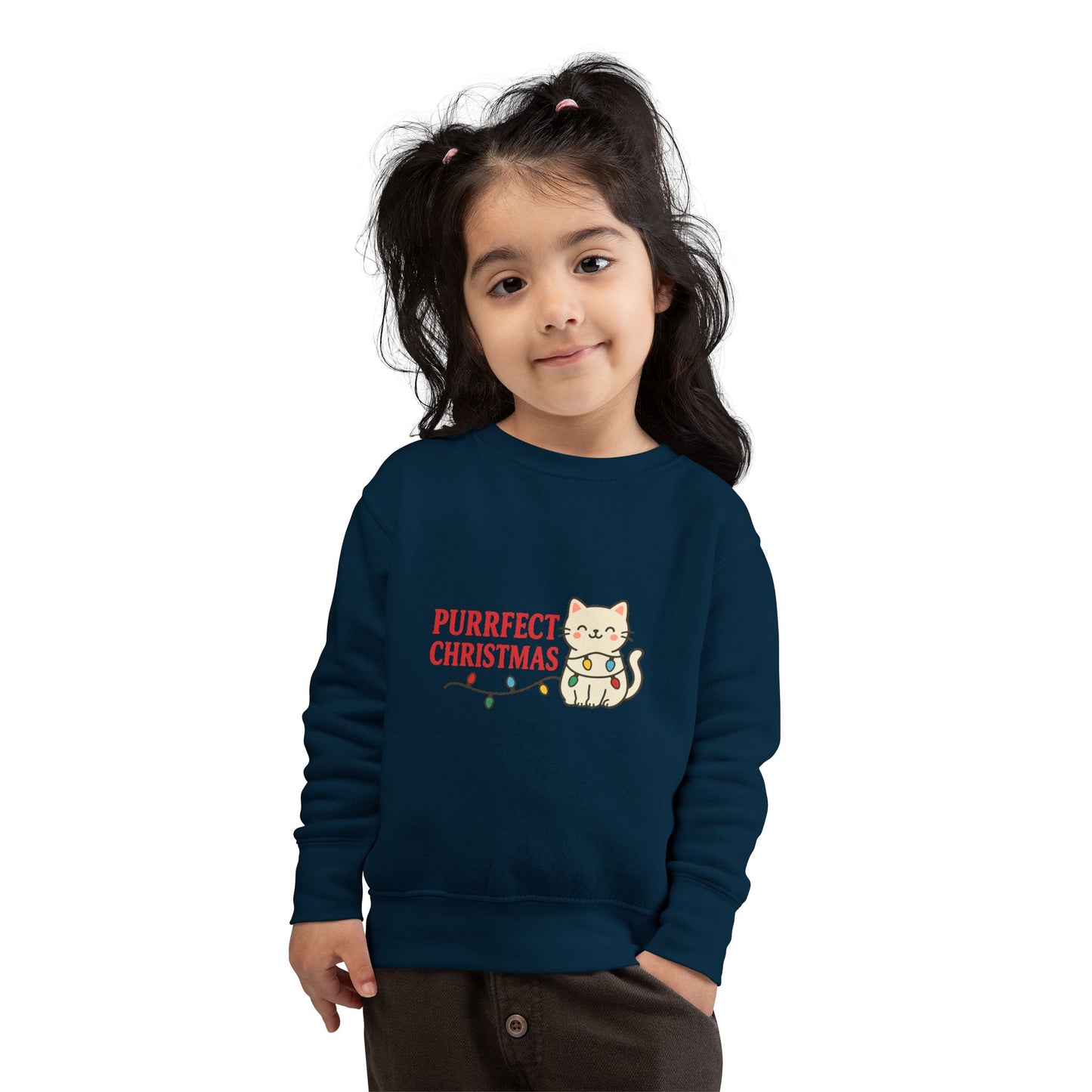 Puurfect Christmas Kitty Cat With Lights Toddler Sweatshirt