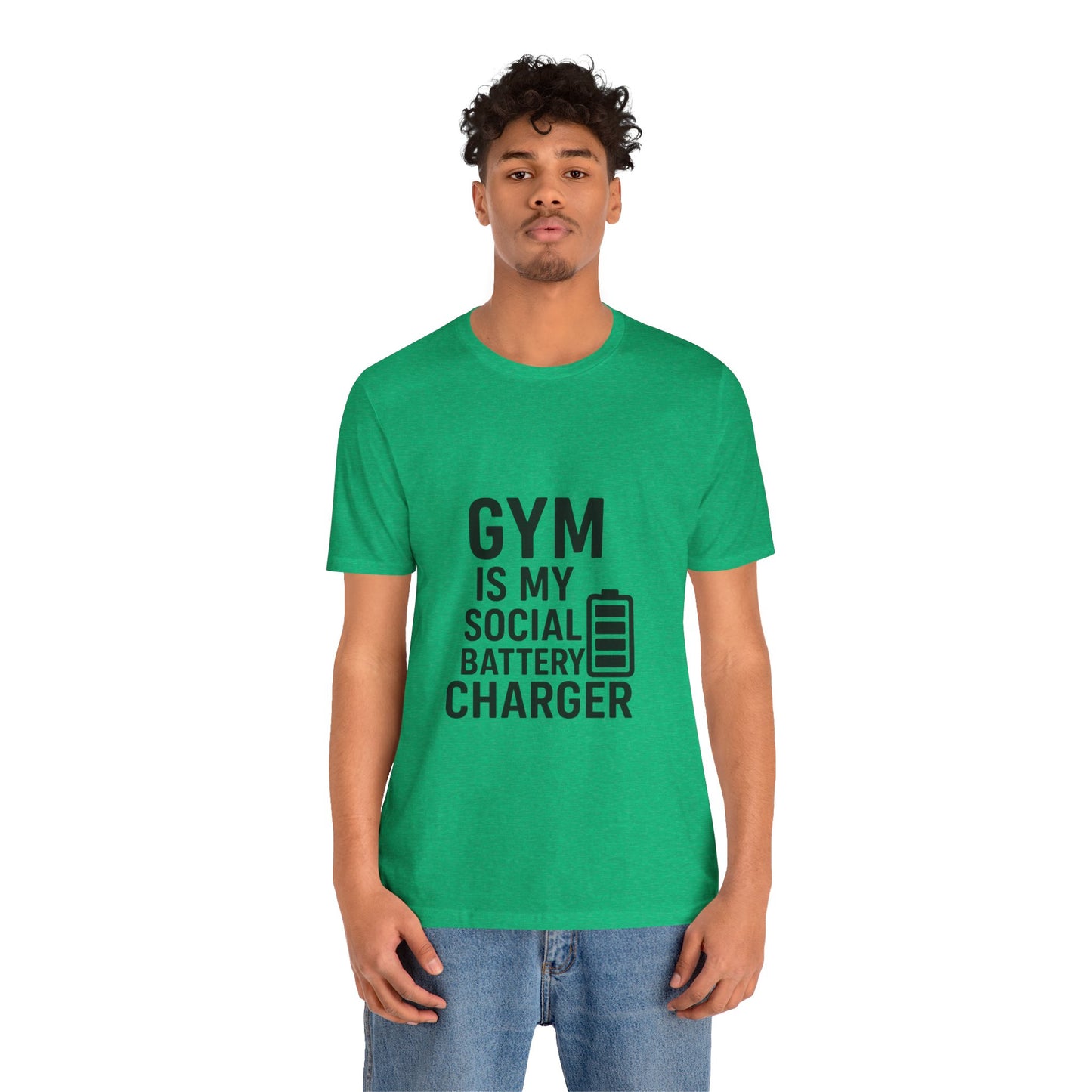 Gym Is My Social Battery Bar Unisex Jersey Short Sleeve Tee T-shirt