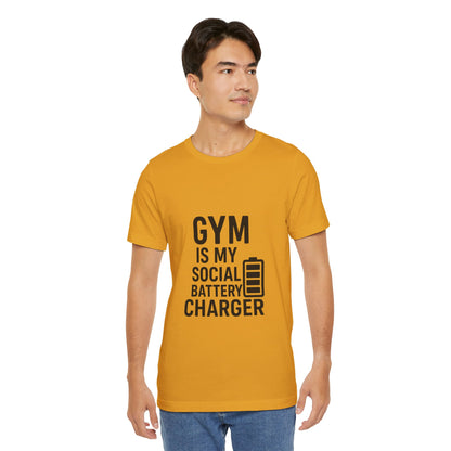 Gym Is My Social Battery Bar Unisex Jersey Short Sleeve Tee T-shirt