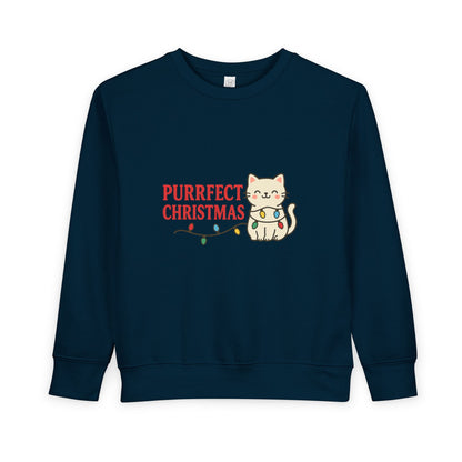 Puurfect Christmas Kitty Cat With Lights Toddler Sweatshirt