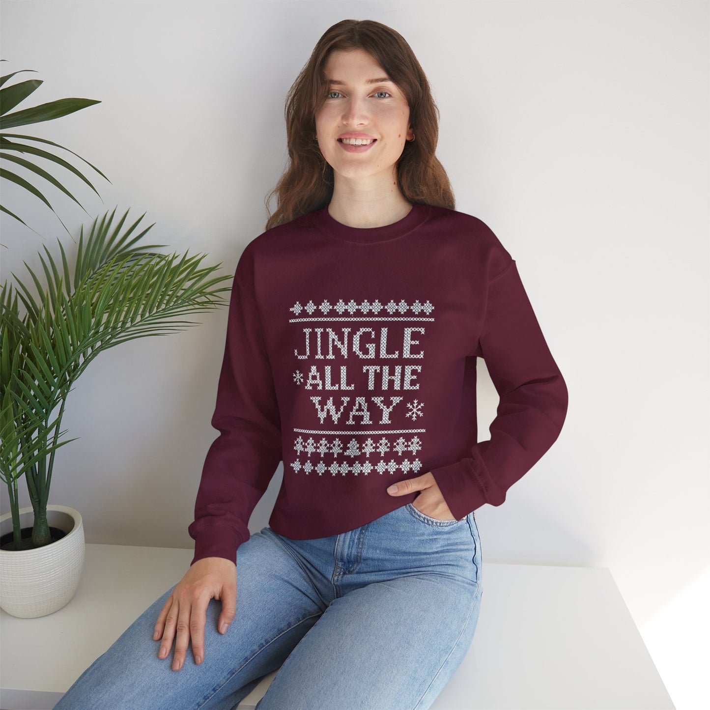 Merry Christmas Ugly Knitted Sweater Style Unisex Heavy Blend™ Crewneck Sweatshirt