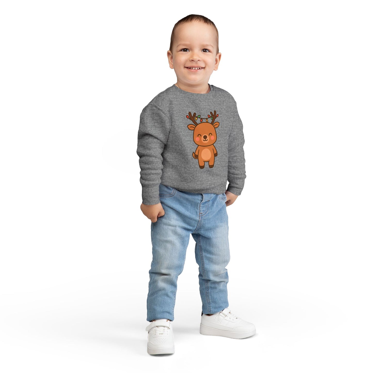 Reindeer Decorated With Lights Christmas Toddler Sweatshirt