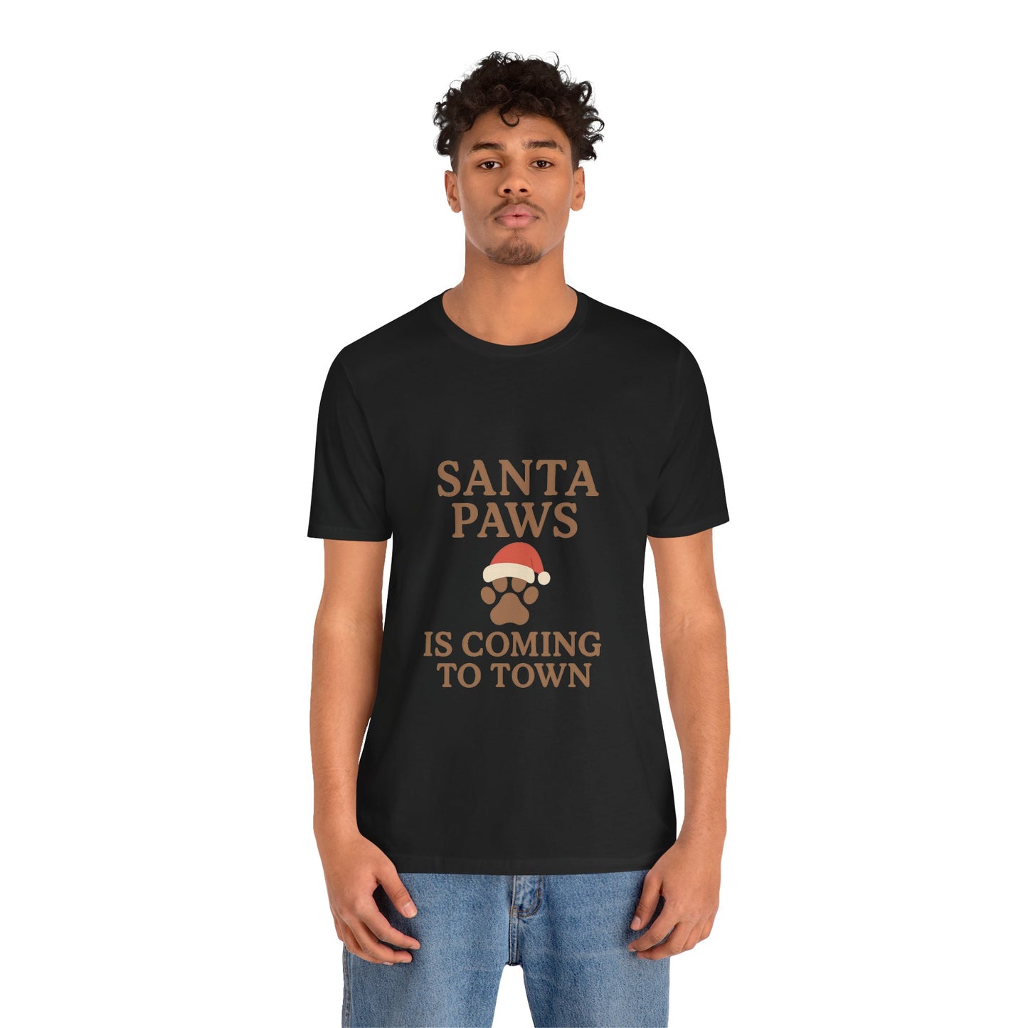 Santa Paws Is Coming To Town Christmas Unisex Jersey Short Sleeve Tee T-shirt