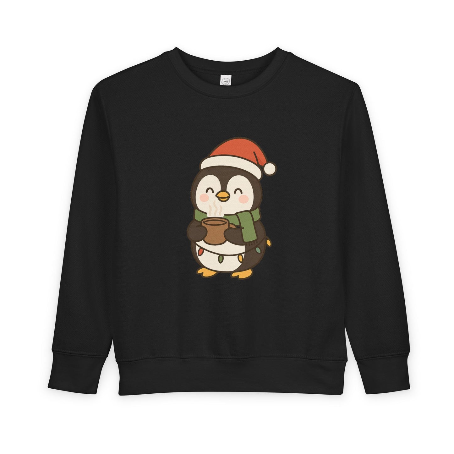 Penguin Drinking Hot Choco Christmas Toddler Sweatshirt