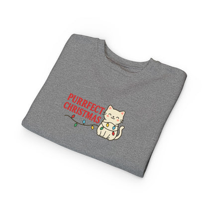 Puurfect Christmas Kitty Cat With Lights Toddler Sweatshirt