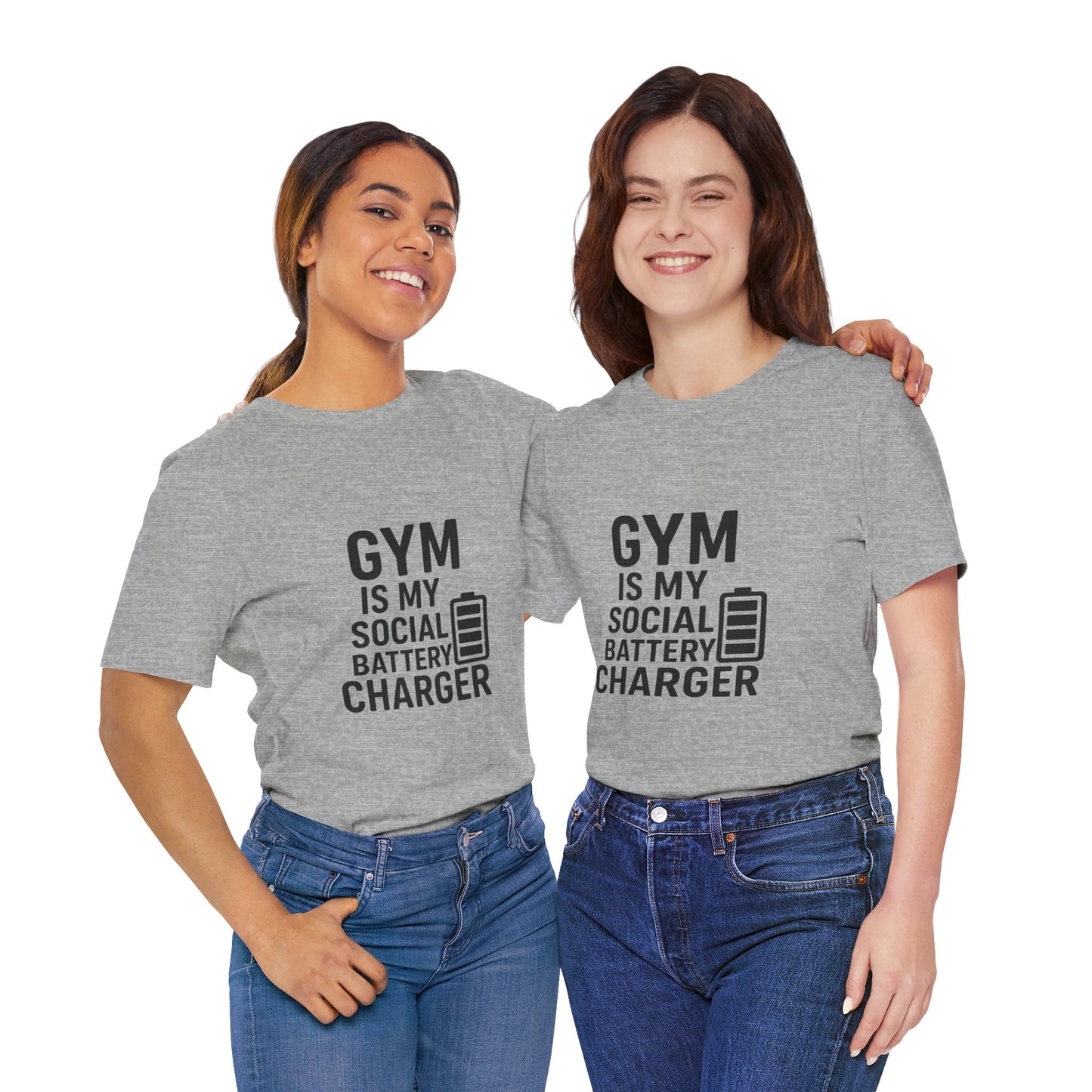 Gym Is My Social Battery Bar Unisex Jersey Short Sleeve Tee T-shirt