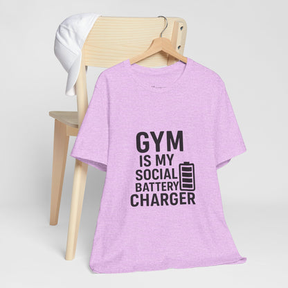 Gym Is My Social Battery Bar Unisex Jersey Short Sleeve Tee T-shirt