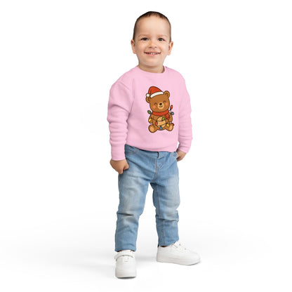 Teddy Bear With Christmas Lights And Hat Toddler Sweatshirt