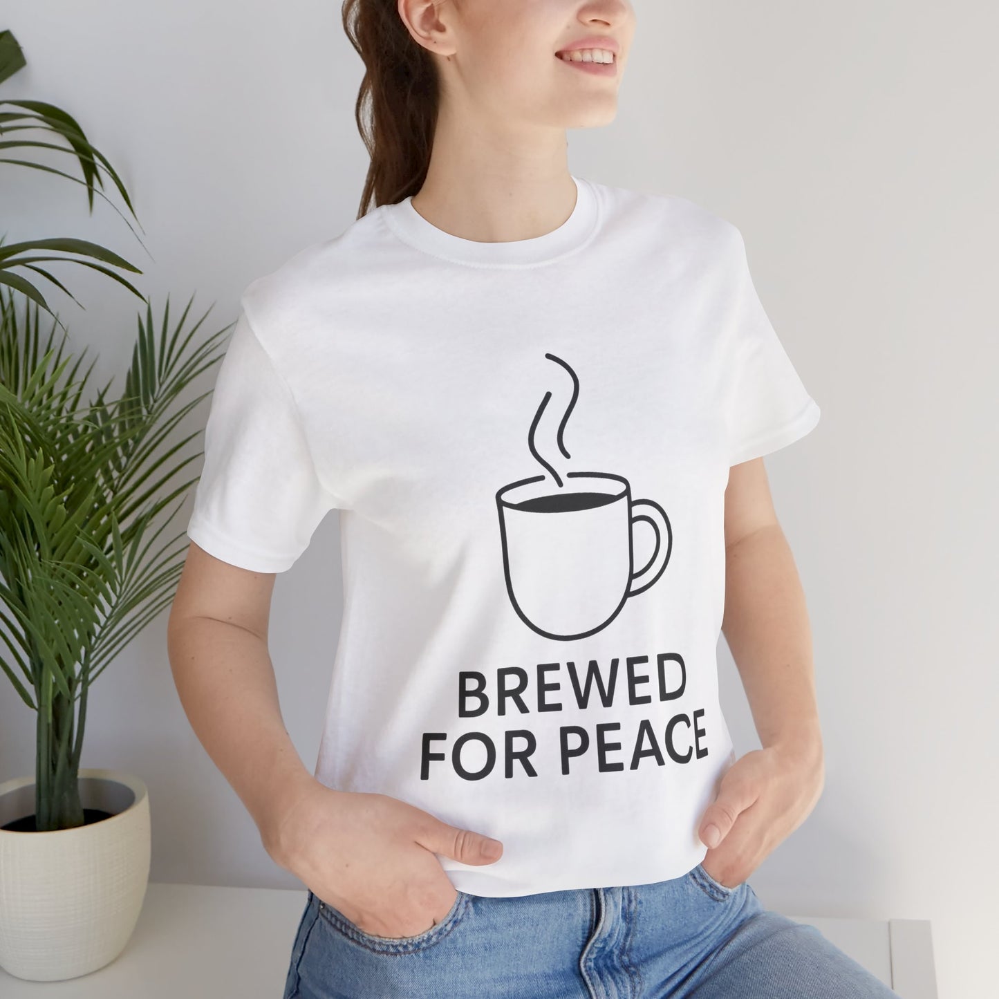 Brewed For Peace Coffee Humor Unisex Jersey Short Sleeve Tee T-shirt