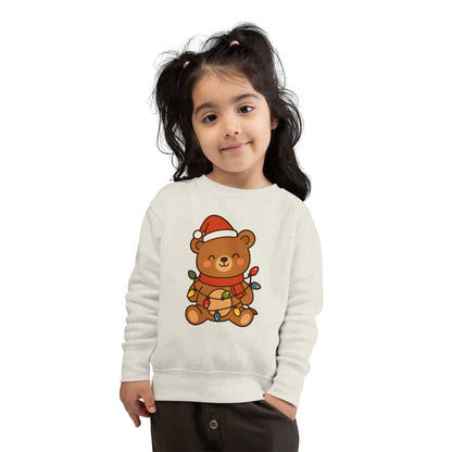 Teddy Bear With Christmas Lights And Hat Toddler Sweatshirt