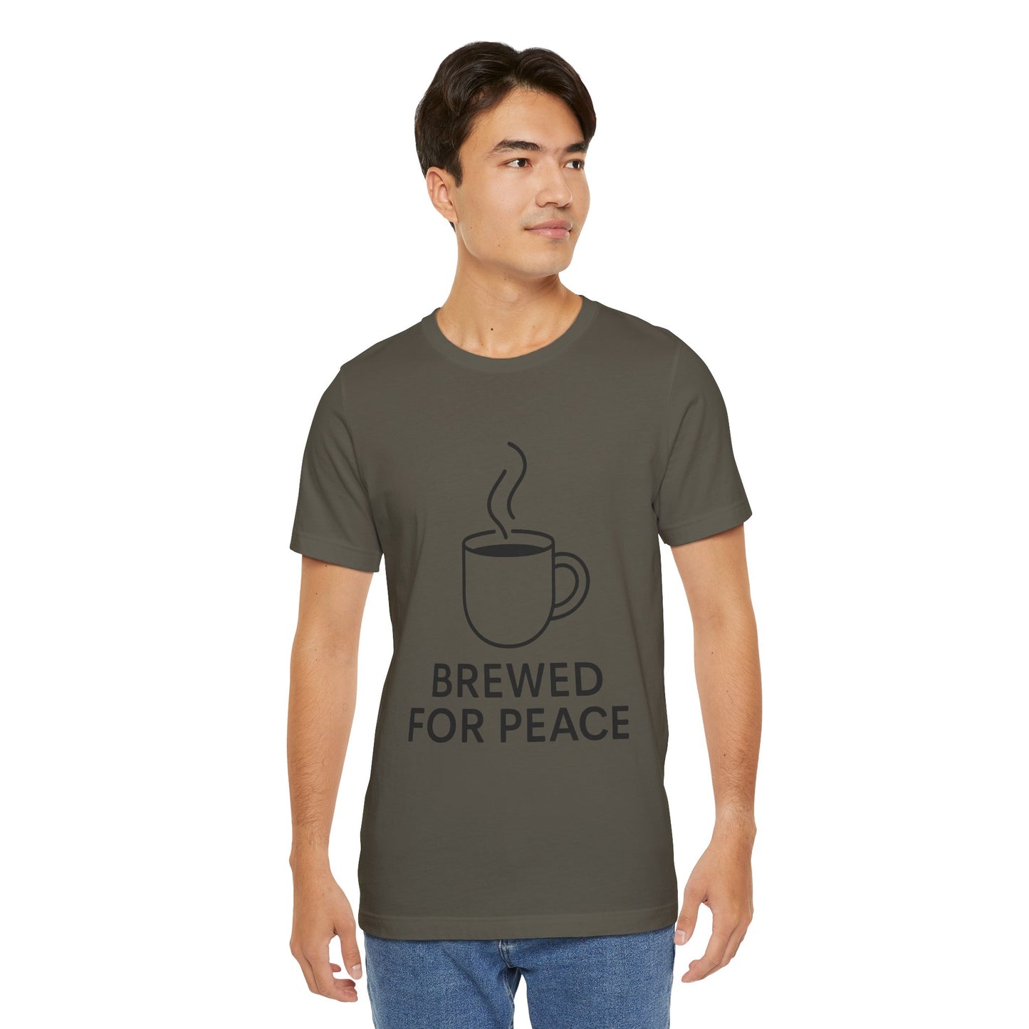 Brewed For Peace Coffee Humor Unisex Jersey Short Sleeve Tee T-shirt