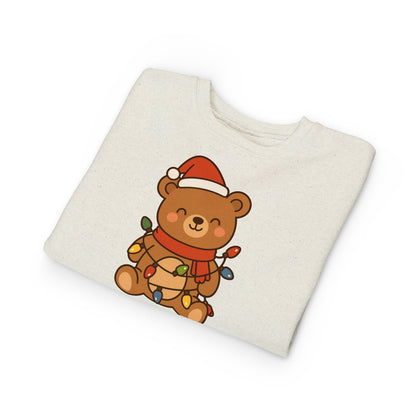 Teddy Bear With Christmas Lights And Hat Toddler Sweatshirt