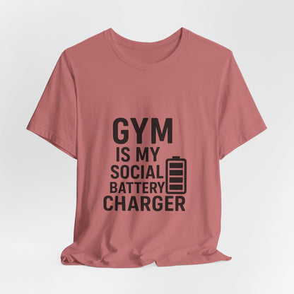Gym Is My Social Battery Bar Unisex Jersey Short Sleeve Tee T-shirt