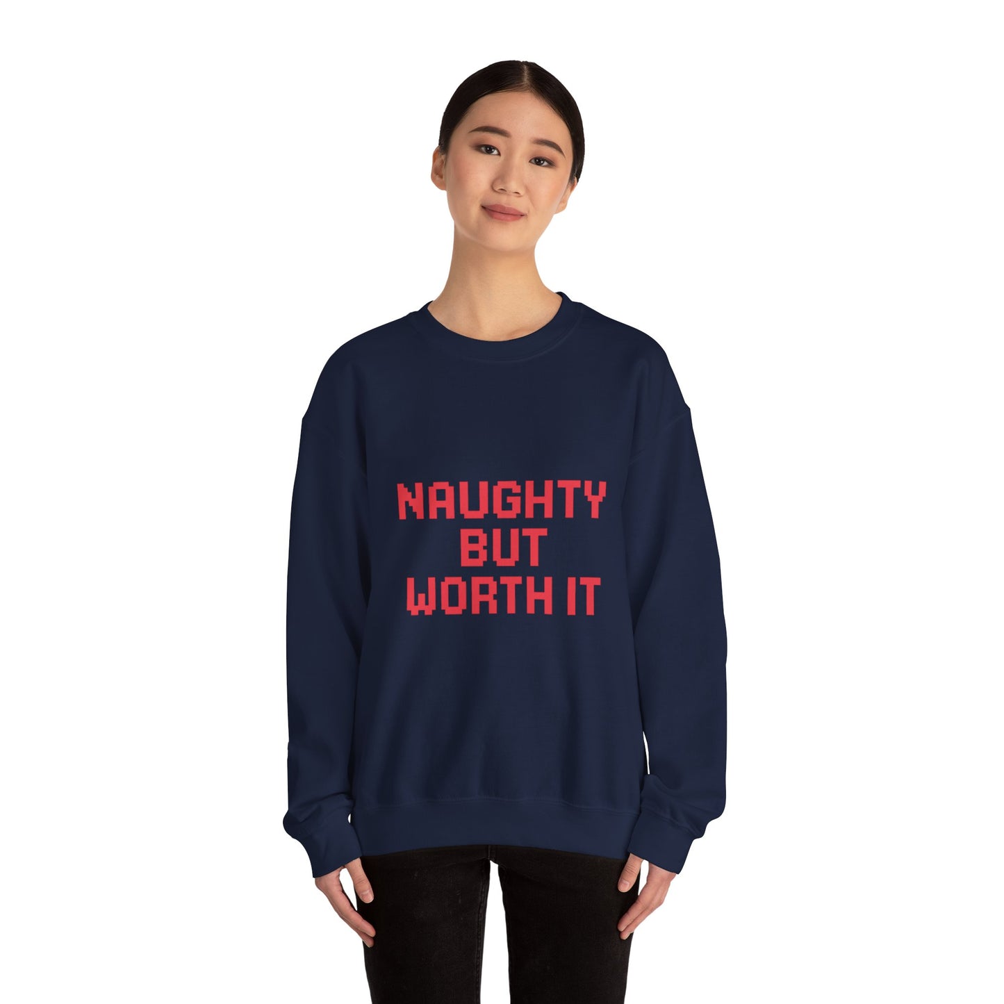 Naughty But Worth It Christmas Unisex Heavy Blend™ Crewneck Sweatshirt