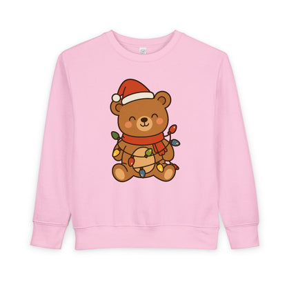 Teddy Bear With Christmas Lights And Hat Toddler Sweatshirt