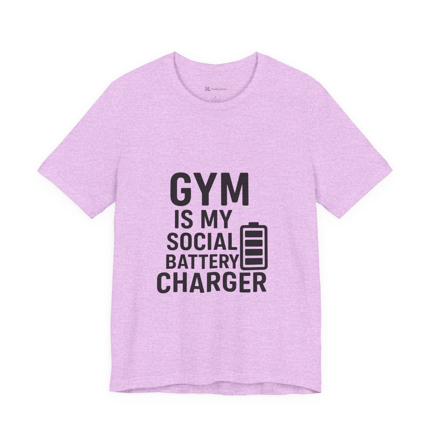 Gym Is My Social Battery Bar Unisex Jersey Short Sleeve Tee T-shirt